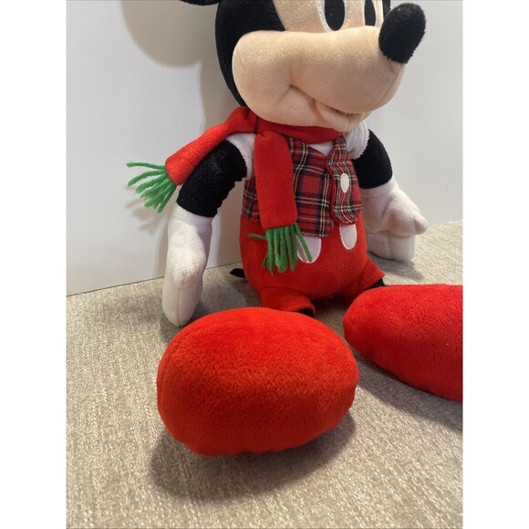 Disney Mickey Mouse Plush Stuffed Plush Red Plaid Vest Red Scarf Just Play 18" - Picture 6 of 9